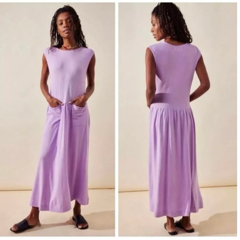 FREE PEOPLE Beach Nikki Midi Dress 100% Cotton Size Medium Purple NWT - Picture 1 of 10